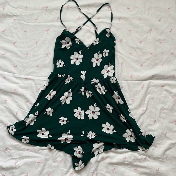 Green Floral Romper - Picture 1 of 3
